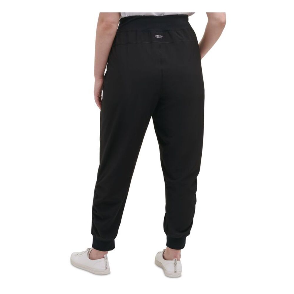 CALVIN KLEIN Womens Black Tie Ribbed Mid Rise Cinched Hems Cropped Pants Plus 3X - Picture 2 of 3